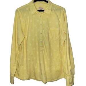 Merona Long Sleeve Yellow Button Down Cotton Shirt With Textured Polka Dots XXL